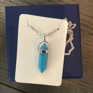 Silver and Blue Pendant Necklace